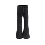 Wiaofellas High Street Washed Vintage Black Flare Jeans Pants for Men Straight Baggy Y2K Casual Denim Trousers Unisex Oversized Loose Cargo