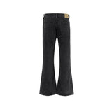 Wiaofellas High Street Washed Vintage Black Flare Jeans Pants for Men Straight Baggy Y2K Casual Denim Trousers Unisex Oversized Loose Cargo