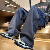 Wiaofellas Hong Kong Style New Jeans for Men's Sports No Iron Japanese Loose Pants Youth Fashion Daily Casual Handsome Men Clothing
