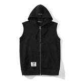 Wiaofellas Hooded Waistcoat Men Tactical Vest Sleeveless Jacket Cardigan Hoodies Sweatshirts Korean Fashion Streetwear Hip Hop Tops Loose