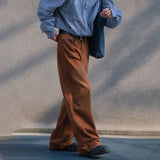 Wiaofellas Japanese Washed Jeans Trendy Men's Old Oversized Loose Denim Straight Pants Retro Casual Mopping Pants for Men Y2k Streetwear