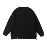 Wiaofellas Lightning Letter Print Autumn Baggy Woolen Sweater for Men and Women Vintage Streetwear Y2k Ropa Hombre Knitted Clothes Oversize