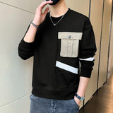 Wiaofellas Long Sleeved T-shirt for Men's New Long Sleeve Sweatshirts for Men's Spring and Autumn Fashion Pocket Hoodies Slim Fit Pullovers