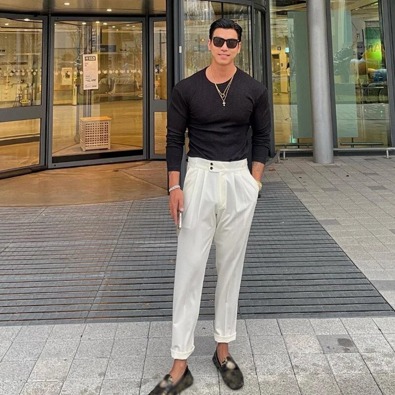 Wiaofellas Male Autumn Solid Color Shirts Clothing Men Casual O-neck Basic Tops t Shirts Streetwear Stylish Texture Long Sleeve Tees