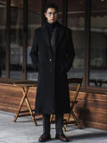 Wiaofellas Autumn Winter Long Warm Black Trench Coat Men Single Breasted Luxury Wool Blends Overcoat High Quality Clothing