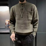 Wiaofellas Men Autumn Winter Slim Fit Knitted O-neck Long Sleeve Sweater Jumper Tees Tops Solid Knitwear Twisted Pullovers Men’s Sweater