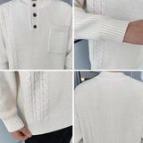 Wiaofellas Men Autumn Winter Slim Fit Knitted O-neck Long Sleeve Sweater Jumper Tees Tops Solid Knitwear Twisted Pullovers Men’s Sweater