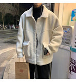 Wiaofellas Men Fashion Retro Lambswool Sweater Coat Jacket Men Casual Loose Autumn Winter Loose Thick Warm Soft