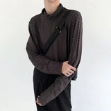 Wiaofellas Men'S Autumn Korean Version Plaid Bottoming Shirt New Solid High Collar Commuting Elegant Loose Simple Long-Sleeved T-Shirt