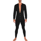Wiaofellas Men Single Breasted Slim Romper Homewear Fashion Long Sleeve Autumn Spring Mens Overalls Casual Solid Jumpsuit Pajamas