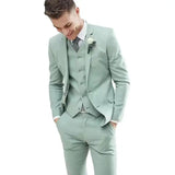 Wiaofellas Men Suits 3 Pieces Set Fashion Wedding Tuxedos Notched Lapel Groom Formal Wear Slim Fit Blazer Jacket Vest With Pants