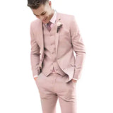 Wiaofellas Men Suits 3 Pieces Set Fashion Wedding Tuxedos Notched Lapel Groom Formal Wear Slim Fit Blazer Jacket Vest With Pants