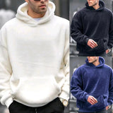 Wiaofellas Men Winter Long Sleeve Pockets Hooded Sweatshirts Autumn Male Clothing Hoodies Fashion Soft Solid Fleece Hoodie Pullovers