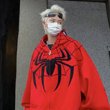Wiaofellas Men Y2K Spider Hooded Coat Mens Autumn Embroidery Casual Jacket 320gsm Male Zip Up Sweatshirt Hip Hop Streetwear Oversize Coats
