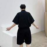 Wiaofellas Men Y2k Street One Piece Workwear Rompers Japanese Cityboy Tracksuits Summer Male Short Sleeve Shorts Genderless Cargo Jumpsuits
