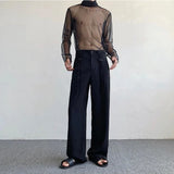 Wiaofellas Men's Chinese Wide-Leg Trousers Autumn New Trousers Trendy Dark Elegant Casual Loose Solid Color High-Waisted Long Trousers