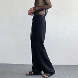 Wiaofellas Men's Chinese Wide-Leg Trousers Autumn New Trousers Trendy Dark Elegant Casual Loose Solid Color High-Waisted Long Trousers