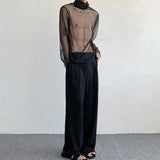 Wiaofellas Men's Chinese Wide-Leg Trousers Autumn New Trousers Trendy Dark Elegant Casual Loose Solid Color High-Waisted Long Trousers