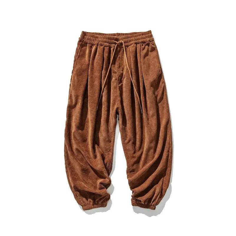 Wiaofellas Men's Corduroy Harem Pants Fashion Men Jogging Sweatpants Big Size Cotton Woman Casual Streetwear Trousers