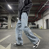 Wiaofellas Men's Jeans Neutral Wide Leg Denim Trousers Men Loose Straight Jeans Asthetic Man Jeans Pants Boy Casual Baggy Hip Hop Clothing