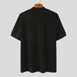 Wiaofellas Men's Korean Version Base Shirt Comfort Fashion Solid Color High Neck Short Sleeved T-shirt Casual Male Clothing Tees Streetwear