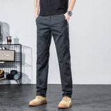 Wiaofellas Men's Pants 97% Cotton Business Fashion Stretch Comfortable Slim Straight High Quality Brand Grey Trousers Male