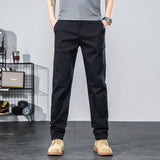 Wiaofellas Men's Pants 97% Cotton Business Fashion Stretch Comfortable Slim Straight High Quality Brand Grey Trousers Male