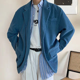 Wiaofellas Men's Trendy Hong Kong Style Suit Collar Corduroy Jacket Autumn Loose Comfortable Elegant Versatile Casual Solid Simple Suit