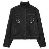 Wiaofellas Mens Jacket American Retro Street Button Niche Design Jacket Long-Sleeved Lapel Unisex Trendy All-Match Functional Jacket