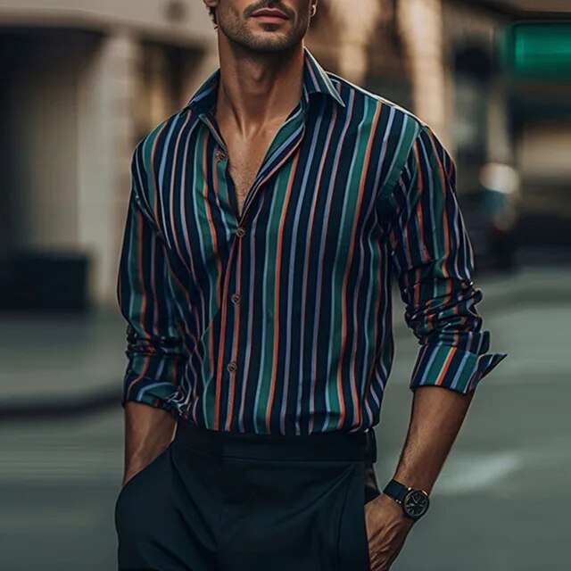Wiaofellas Mens Long Sleeve Shirt Streetwear Men's Clothing Casual Shirts Men Leopard Print Vintage Button-up Lapel Shirt 2023 Fall Fashion