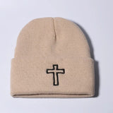 New Classic Jesus Cross Bonnet Cap Femme Knitting Hat For Women Men Winter Warm Christian Religious Faith Skullies Beanies Caps