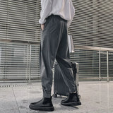 Wiaofellas New Design Men's Trousers Belt Spring Vertical Conical Long Pants Elastic Waist To Ankle Fashionable Men Jogging Pants