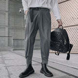 Wiaofellas New Design Men's Trousers Belt Spring Vertical Conical Long Pants Elastic Waist To Ankle Fashionable Men Jogging Pants
