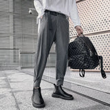 Wiaofellas New Design Men's Trousers Belt Spring Vertical Conical Long Pants Elastic Waist To Ankle Fashionable Men Jogging Pants