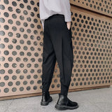 Wiaofellas New Design Men's Trousers Belt Spring Vertical Conical Long Pants Elastic Waist To Ankle Fashionable Men Jogging Pants