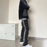 Wiaofellas New Gradient Jeans Men's Korean Streetwear Fashion Brand Baggy Washed Denim Trousers Hip Hop Versatile Straight Wide-leg Pants