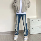 Wiaofellas New Gradient Jeans Men's Korean Streetwear Fashion Brand Baggy Washed Denim Trousers Hip Hop Versatile Straight Wide-leg Pants