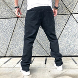 Wiaofellas New Simple Stylish Men Hip Hop Ripped Patch Straight Loose Jeans Pants Streetwear Male Casual Denim Trousers