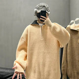 Wiaofellas New Versatile Hong Kong Style Casual Sweater for Men Casual Handsome Comfort Fashion Men Clothing Simple Solid Pullover Hoodie