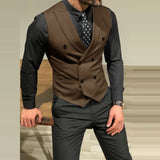 Wiaofellas New Winter Men's Waistcoat Double Breasted Coats 2024 Man Business Vest Jackets Men Casual Simple Slim Wedding Waistcoat Outwear