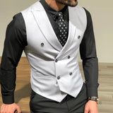 Wiaofellas New Winter Men's Waistcoat Double Breasted Coats 2024 Man Business Vest Jackets Men Casual Simple Slim Wedding Waistcoat Outwear