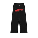 Wiaofellas New Y2K high street men hip-hop print trendy high waist loose jeans couple retro casual straight-leg pants gothic trousers