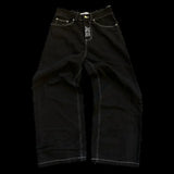 Wiaofellas New Y2K high street men hip-hop print trendy high waist loose jeans couple retro casual straight-leg pants gothic trousers