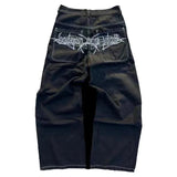 Wiaofellas New Y2K high street men hip-hop print trendy high waist loose jeans couple retro casual straight-leg pants gothic trousers