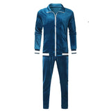 Wiaofellas Newest Men Velvet Tracksuits Splicing Sports Suit Male 2-Piece Set Hoodies+ Pants Blue Sweatshirt Spring Autumn Sportswear