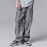 Wiaofellas Oversized Cargo Pants Men Fashion Retro Pocket Casual Pants Men Streetwear Hip-hop Loose Straight Wide Leg Pants Mens Trousers