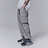 Wiaofellas Oversized Cargo Pants Men Fashion Retro Pocket Casual Pants Men Streetwear Hip-hop Loose Straight Wide Leg Pants Mens Trousers