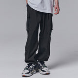 Wiaofellas Oversized Cargo Pants Men Fashion Retro Pocket Casual Pants Men Streetwear Hip-hop Loose Straight Wide Leg Pants Mens Trousers