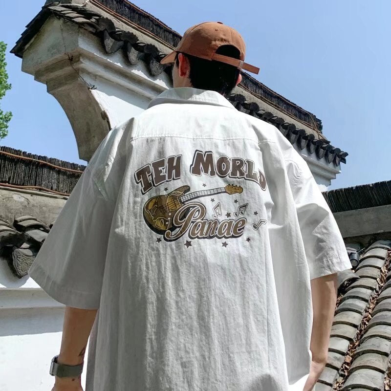 Wiaofellas Printed Clothing Oversized Shirt For Men Streetwear Short Sleeve Harajuku Spring Korean Shirt Woman Fashion Casual Shirts