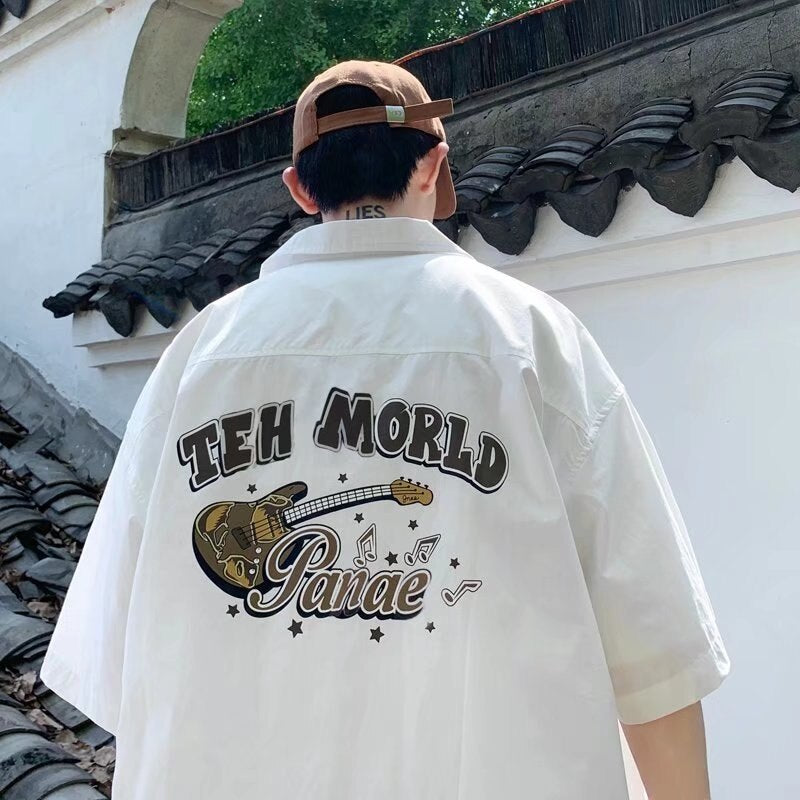 Wiaofellas Printed Clothing Oversized Shirt For Men Streetwear Short Sleeve Harajuku Spring Korean Shirt Woman Fashion Casual Shirts